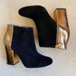 Ted Baker two-tone metallic and suede booties